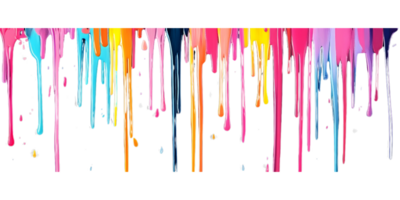 Colorful paint dripping down on a solid black background creating vertical patterns png