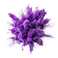 Vibrant explosion of purple powder creating a dynamic istic visual effect png