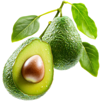 Fresh ripe avocado sliced in half revealing a creamy green texture inside png