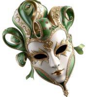 Mysterious green gold masquerade mask elaborate swirling patterns a regal expression png