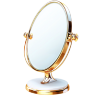 Luxurious round vanity mirror a golden frame an adjustable st png