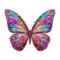 Sparkling Glitter Butterfly with Rainbow Hues and Vibrant Colors png