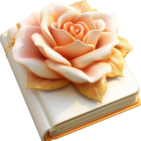 Golden Verse Elegant Notebook a Realistic Pink Rose Gilded Pages png