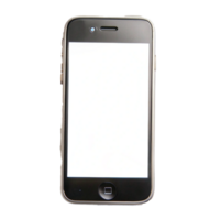 A sleek black smartphone with a blank white screen, isolated on a white background, showing its minimalist design and modern technology png