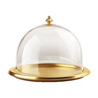 Elegant Gold and Glass Dome Cake Display Stand for Luxurious Dessert Presentation png