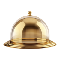 Elegant Gold and Glass Cloche Display Dome for Fine Dining or Cake Presentation png