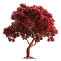 Stunning Red Tree Digital Art with Intricate Branches and a Unique Trunk png