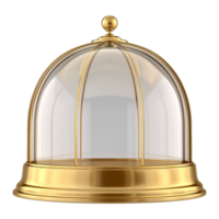 Elegant Gold and Glass Display Dome Perfect for Showcasing Valuables or Collectibles png