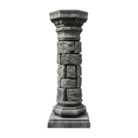 A Gray Stone Column Constructed of Irregularly Shaped Blocks with an Ornate Capital and Base png