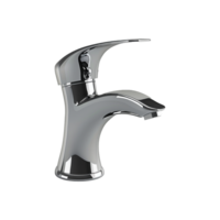 Sleek Chrome Bathroom Sink Faucet with Single Handle and Curved Spout png