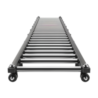3D Render of a Modern Industrial Roller Conveyor System for Automated Material Handling png