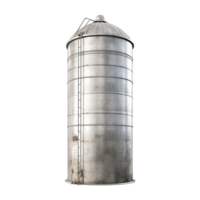 Tall Metal Grain Silo with Ladder and Dome Top in Isolated White Background png