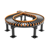 3D Render of a Modern Curved Roller Conveyor System for Automated Material Handling png
