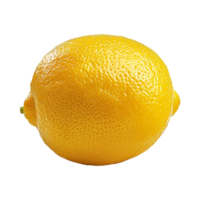 A single ripe lemon fruit with detailed texture and vibrant yellow color, isolated on white background png
