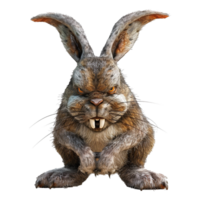 A menacing and aggressive looking rabbit with large teeth and intense stare png