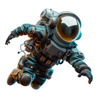 A futuristic astronaut floats in space wearing a hightech spacesuit png