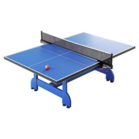 Blue Table Tennis Table with Net and Ball Ready for a Game png
