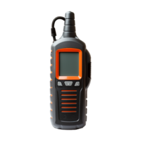 A Black and Orange Handheld Two Way Radio Transceiver with LCD Screen png