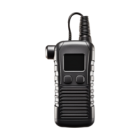 Black Handheld Two Way Radio Transceiver with Antenna and Display Screen png
