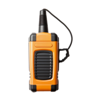 Portable Handheld Two Way Radio Transceiver with Orange Housing and Black Antenna png