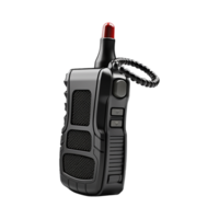 Black Rugged Portable Two Way Radio Handheld Transceiver with Antenna and Coil Cord png