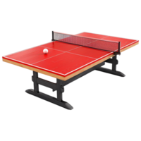 Modern Red and Black Ping Pong Table with Net and Ball Ready for a Game png