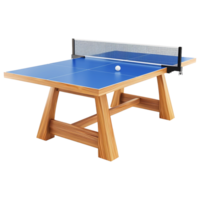 Modern Wooden Ping Pong Table with Blue Tabletop and Net png