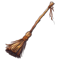 A Cartoon Illustration of a Rustic Witch's Broomstick with Twine Binding png