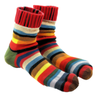 Pair of Colorful Striped Wool Socks for Winter Warmth and Fashion png