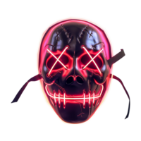 Creepy LED Neon Light Up Halloween Mask with Stitched Mouth and X Eyes png
