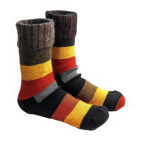 Pair of Colorful Striped Wool Socks for Winter Warmth and Comfort png