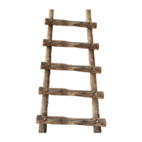 Rustic Wooden Ladder with Five Steps Isolated on White Background png