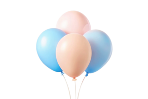 Three pastelcolored balloons floating together a light pink balloon in the middle and two light blue balloons on either side png