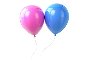 Two Glossy Balloons Pink and Blue Floating Together on Black Background png