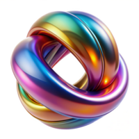 Abstract 3D Render of a Colorful Intertwined Knot with Iridescent Metallic Surface and Smooth Curves png