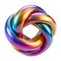 Abstract 3D Render of a Shiny Iridescent Knot with Vibrant Colors and Smooth Surfaces png
