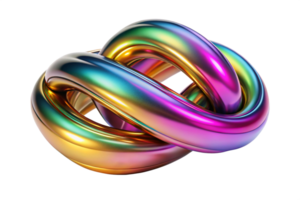 Abstract 3D Render of a Colorful Intertwined Knot with Iridescent Metallic Texture png