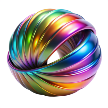 abstrakt 3d framställa av en regnbåge färgad sammanflätade sfär med slät skinande yta och regnbågsskimrande textur png