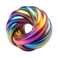 Abstract 3D Render of a Colorful Intertwined Torus Knot with Iridescent Rainbow Sheen png