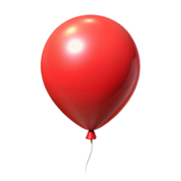 A single red balloon floating on a black background, shiny surface, 3D rendering png