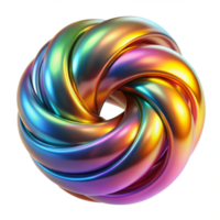 Abstract 3D Render of a Rainbow Colored Torus Knot with Smooth Reflective Surface png