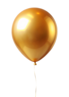 A Single Golden Balloon Floating on a Black Background A Shiny Celebration Balloon png
