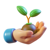 A 3D Render of a Hand Gently Holding a Sprout a Symbol of Growth and New Beginnings png