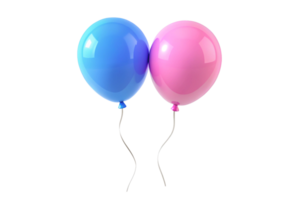 Two Glossy Balloons, Pink and Blue, Floating Together on Black Background, 3D Render of Festive Celebration Decor png
