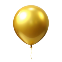 A Single Shiny Gold Balloon Isolated on Black Background, Celebration Decoration Element png