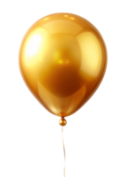 A Single Golden Balloon Floating on a Black Background, Shiny and Elegant Party Decoration png