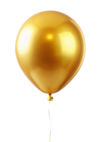 A Single Shiny Golden Balloon Floating on a Black Background png