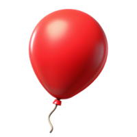 A single red balloon floating in the air with a long string png