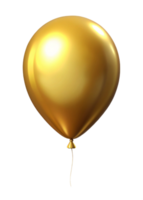 A single golden balloon floating on a black background. Shiny and reflective, this image is perfect for celebrations and festivities. png