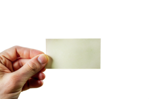 A hand holding a blank offwhite card against a black background, showing a simple yet effective way to display important information or a message png